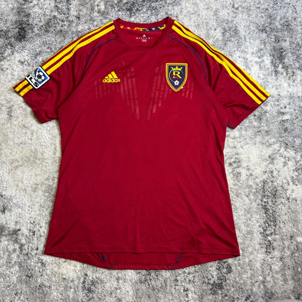 Adidas Real Salt Lake MLS‎ Soccer Jersey Mens Medium Red Yellow Climalite #25